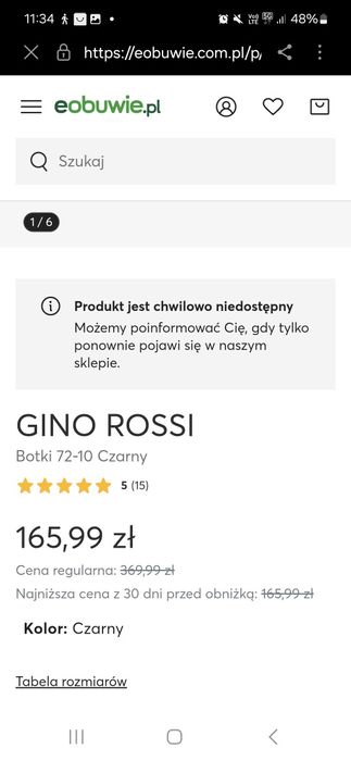 Czarne skórzane botki damskie na zamek 38 gino rossi