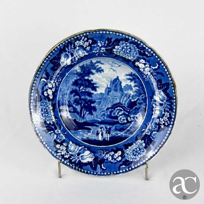 Par de pratos fundos em faiança inglesa Sttafordshire