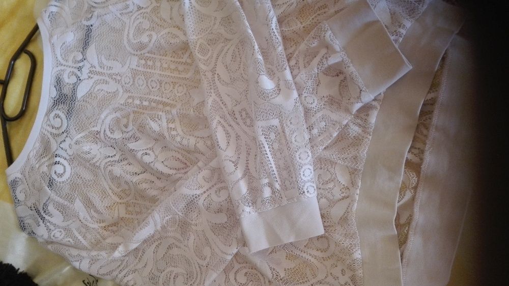 Sweter siateczka narzutka kremowy jasny różowy sweter damski 38 / 40