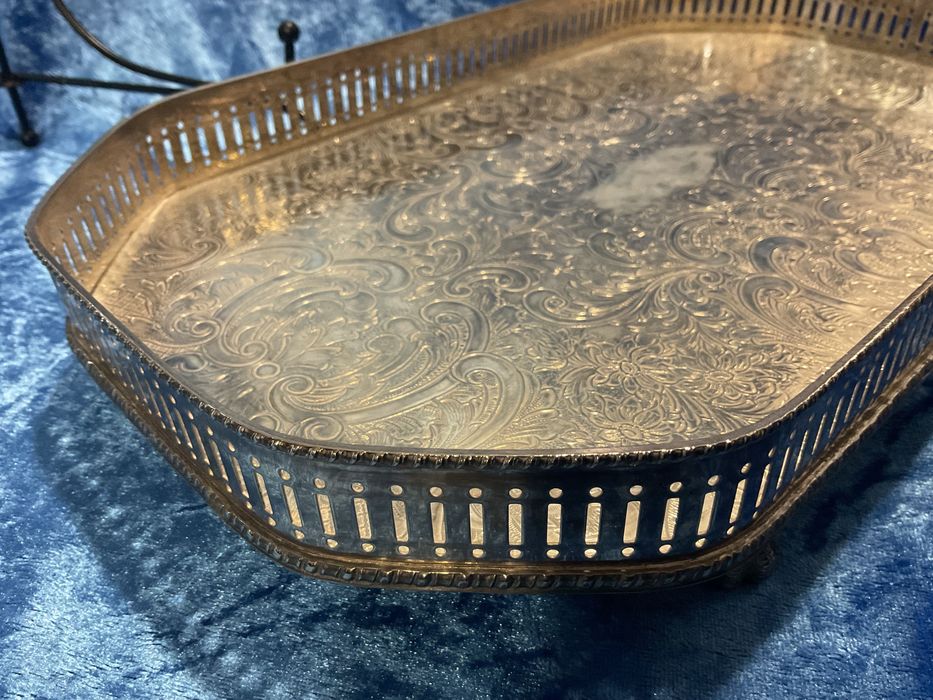 Bandeja retangular oitavada casquinha inglesa 36x20 cm433728656518696961