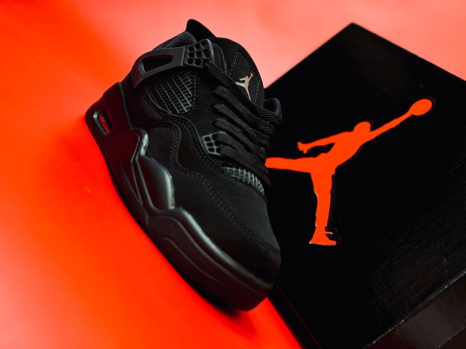 Nike Air Retro Jordan 4 cat premium black набуковые кроссовки Джордан