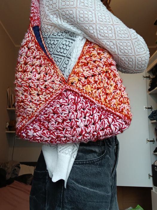Torba torebka na ramię,  wykonana na szydełku handmade