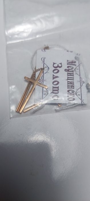 Сережки протяжки медицинское золото, крестики