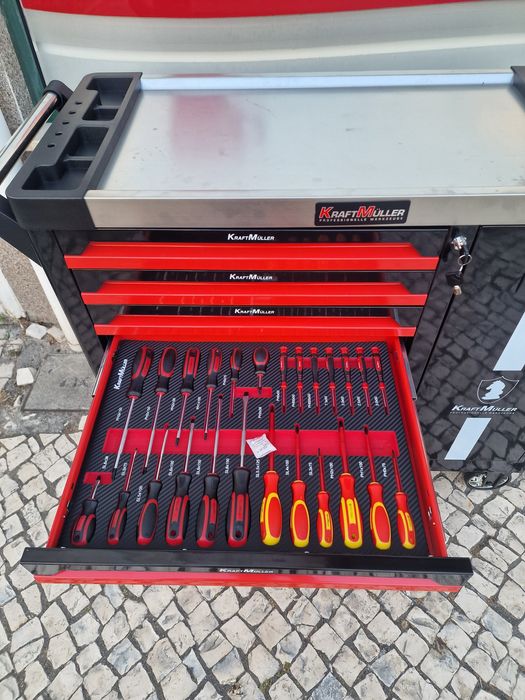 Carinho de ferramentas 7 gavetas cheias como ferramentas