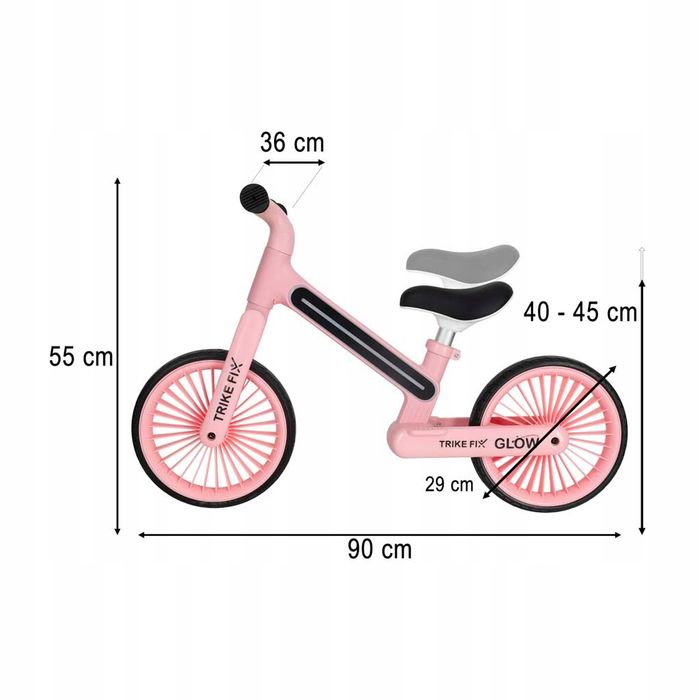 Rowerek Biegowy Trike Fix Glow Różowy Rama LED