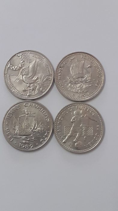Lote 5 moedas 4 comemorativas de 100 escudos
