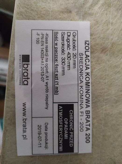 Wełna do komina fi200 izolacja, ocieplenie