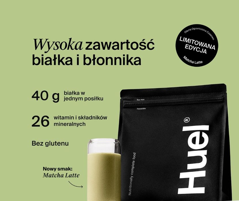 Huel Black Matcha Latte Limitowana edycja + t-shirt i miarka.