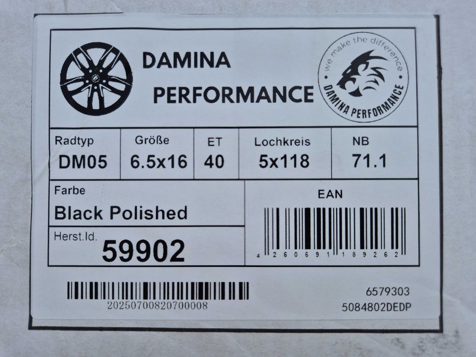 Felgi 16" 5x118 Damina BUS Fiat Ducato Peugeot Boxer Citroen Jumper Nowe | #DM05