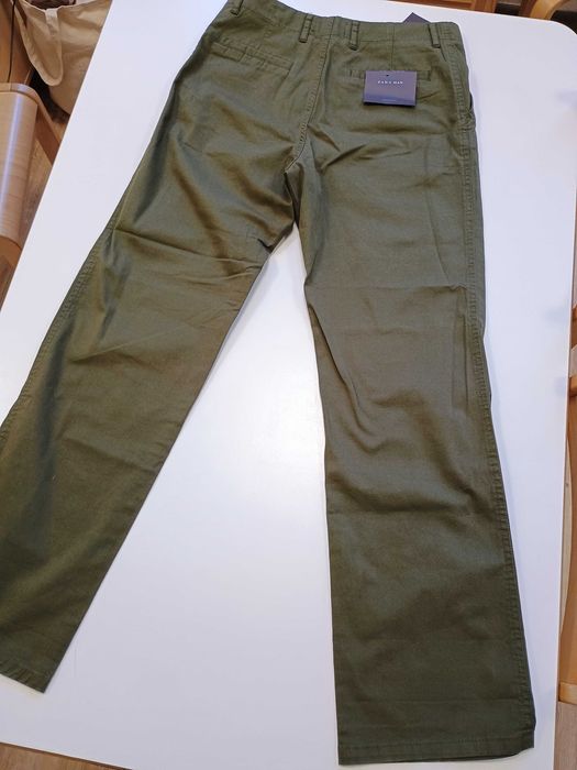 Męskie spodnie zara Man 38 relaxed 97% bawełna 3 % elastan nowe khaki