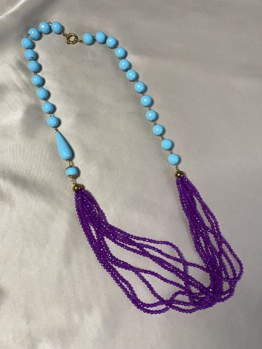 Colar, lindo com pedras ametista e turquesa
