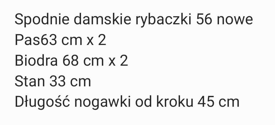 Spodnie damskie rybaczki 56 nowe