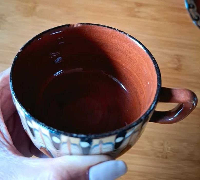 PRL vintage bułgarski ceramiczny  serwis do herbaty ręcznie malowany