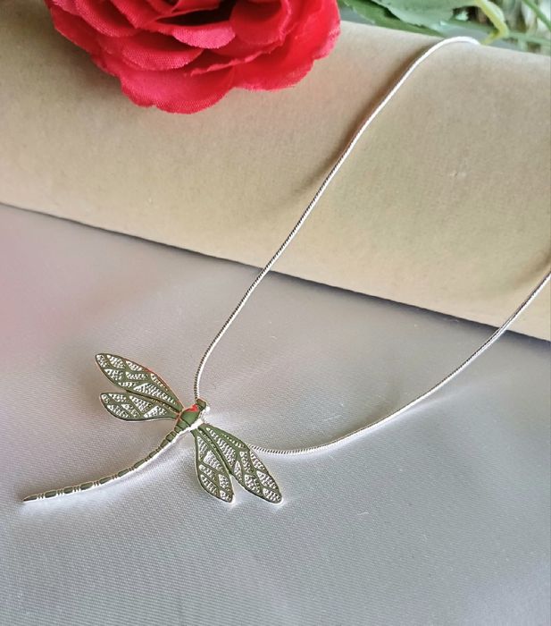 Srebrny naszyjnik- Ważka na łańcuszku. Pr 925