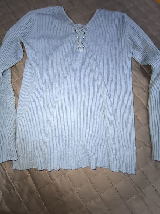 Sweterek prążkowany bluzka super skład welna kaszmir wiskoza