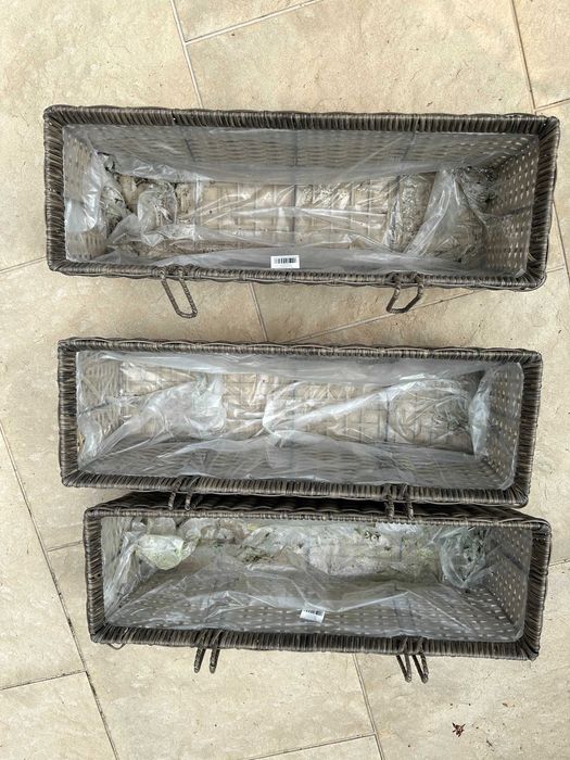 korytka długie  technorattan 3 szt