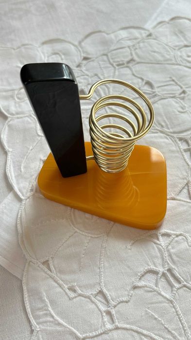 Stojak bakelit na długopis /patyczki koktajlowe spirala metal art-deco