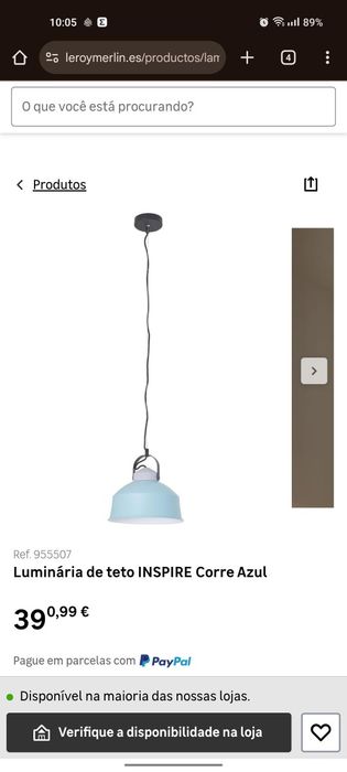 Luminária de teto INSPIRE Corre Azul (2x)