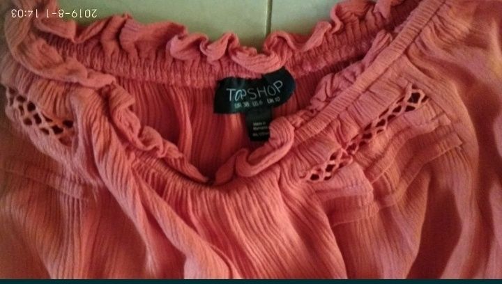 Kombinezon spodnium TopShop 38/40 M  pomarańczowy rękawy ażurkowy