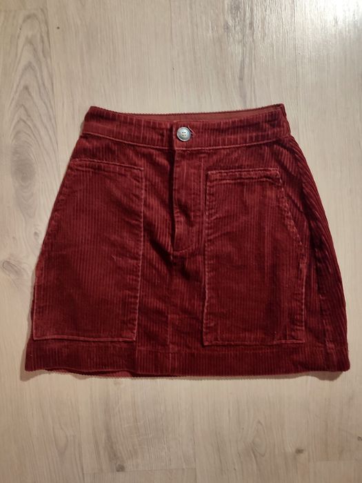 Burgundowa spódniczka mini sztruksowa