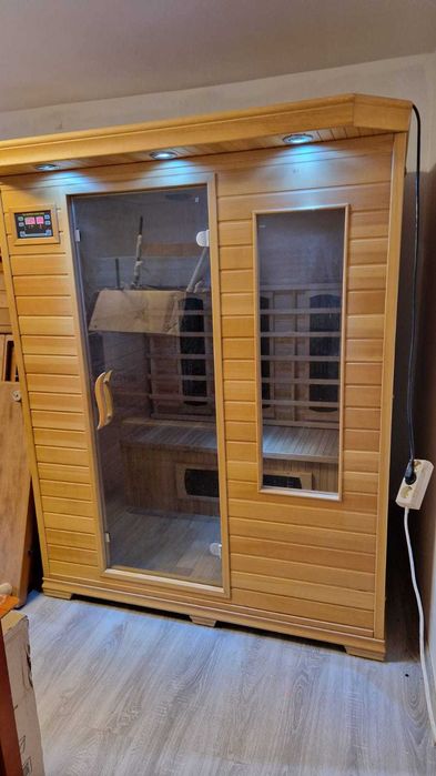 SAUNA infrared podczerwień 1 2 3 osobowa Premium Line DUŻA infrarot kabina drewniana drewno z OKNEM SZKLANE DRZWI WYSYŁKA TRANSPORT MONTAŻ SAUNY