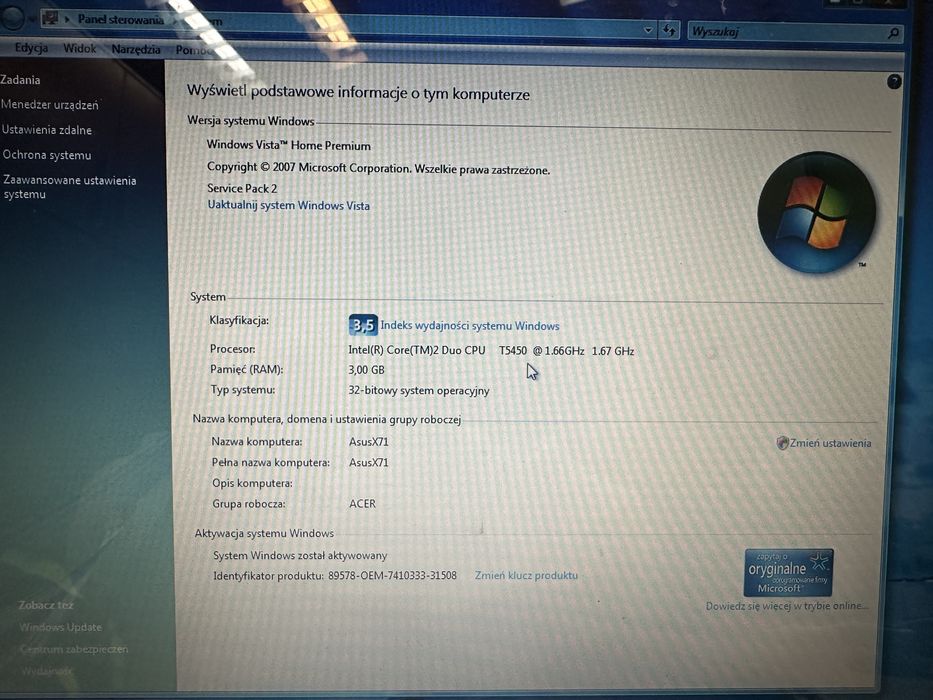 Laptop Acer X 71 S series