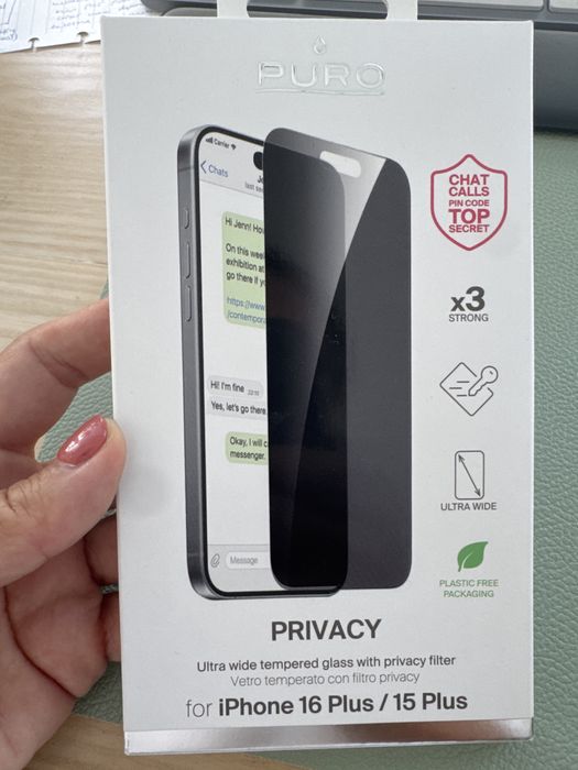 Pelicula protetora e de privacidade iphone 16 plus/ 15 plus