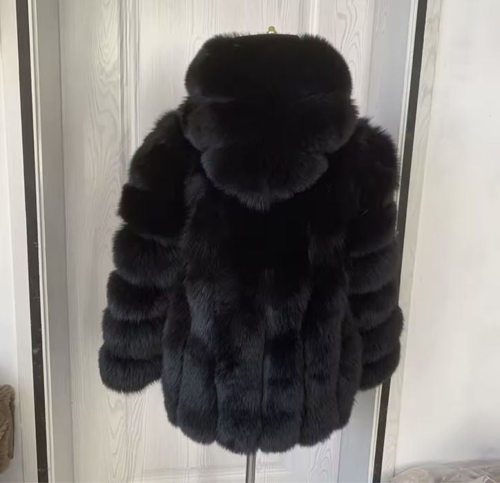 Kontantto futro kurtka naturalne lisy z kapturem xs-4xl