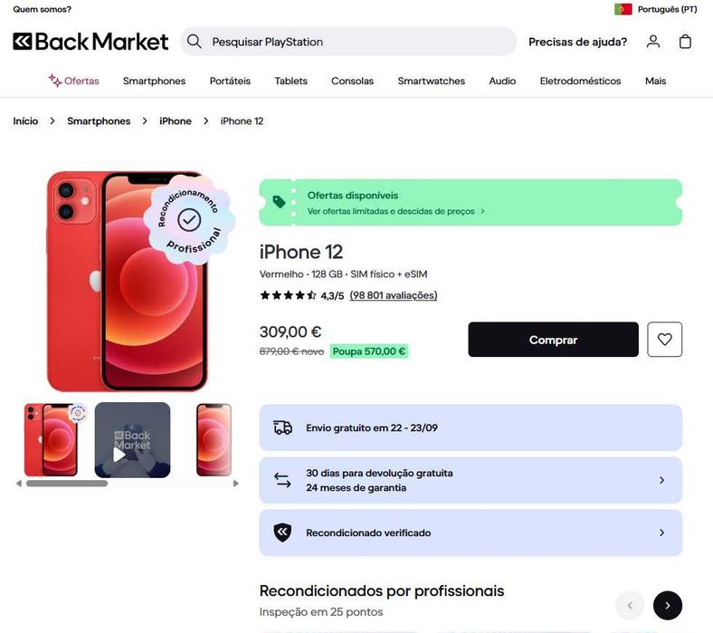iPhone 12 128 Gb como Novo (Garantia de 6 meses)