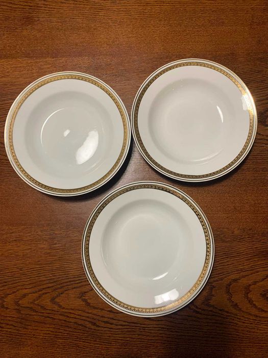 antyczne , porcelanowe talerze, głębokie  - złoto 24 k.- Włocławek