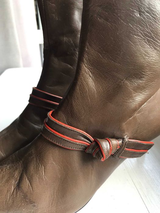 Studio Pollini 35,5 22,5 cm brązowe botki w szpic 90s 00s