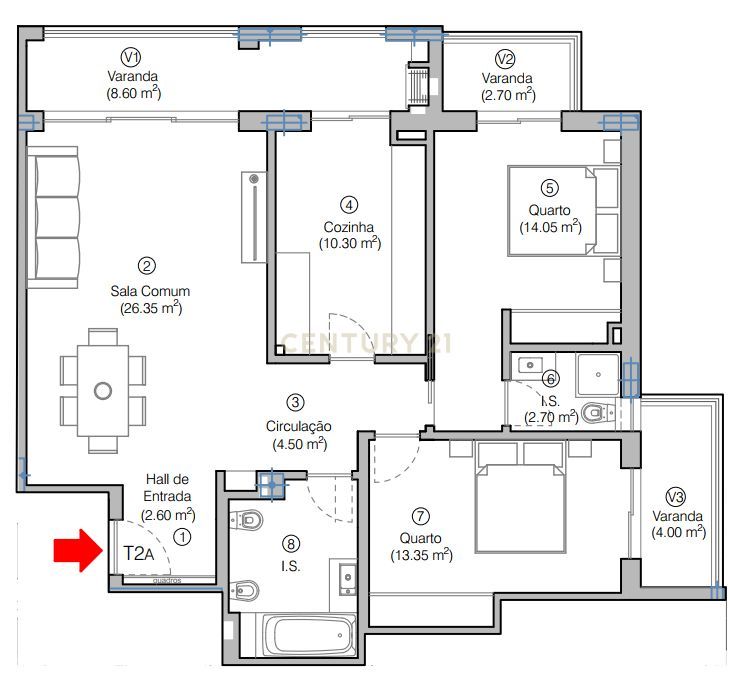 Apartamento T2 com Churrasqueira, Varandas e Garagem