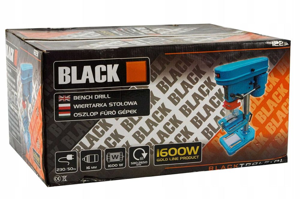 Wiertarka stołowa kolumnowa słupowa Black 1600 W 16 mm NOWA SOLIDN!