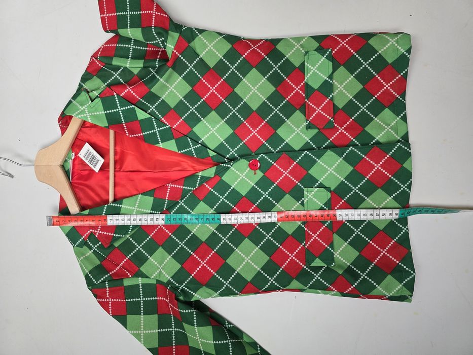 Nowy kostium świąteczny żakiet i spódnica w romby elf Party Mix M 38