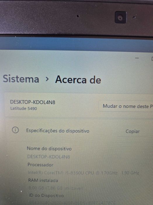 dell 5490 processador i5-8350U, sem anomalia