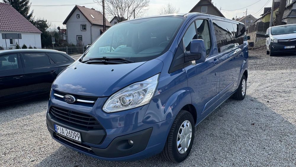 Ford Transit Custom 9 osób 2 x klima Długa wersja Salon Polska