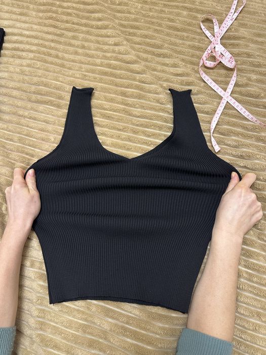 Майка в рубчик чорна/біла