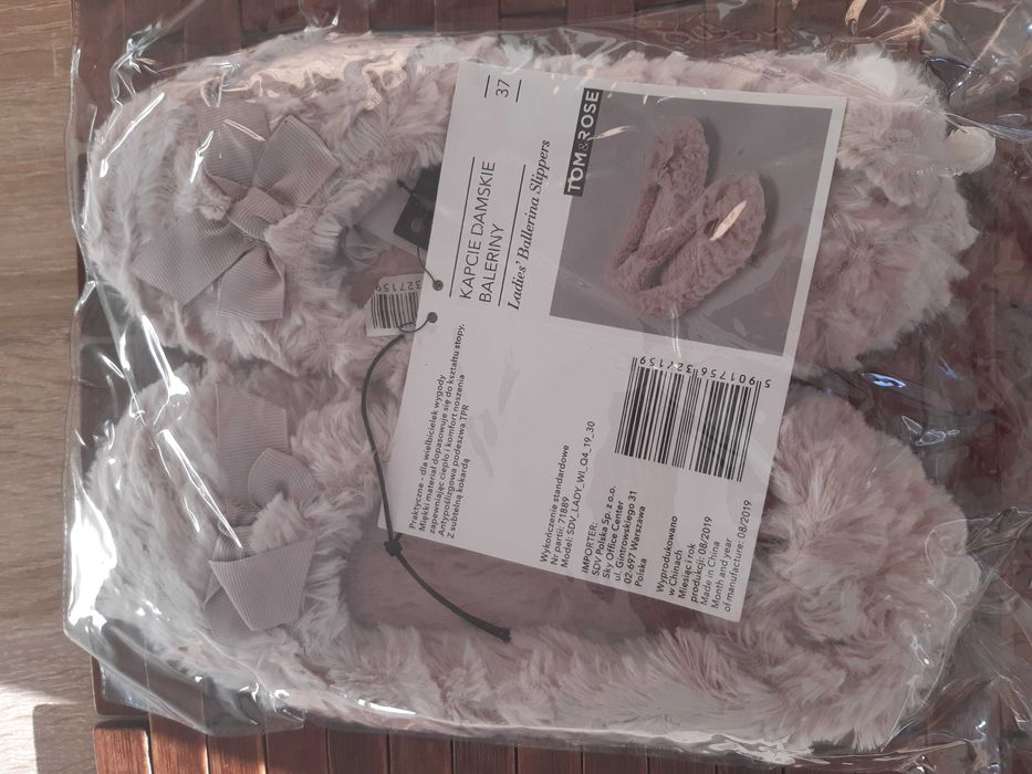 Kapcie damskie baleriny z kokardką