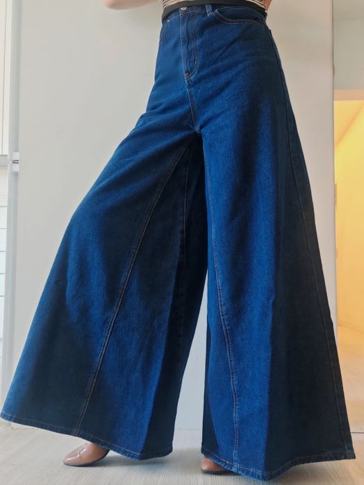 NOWE S 36 2w1 Spódnico Spodnie Baggy Jeansy szerokie Dzwony Szwedy