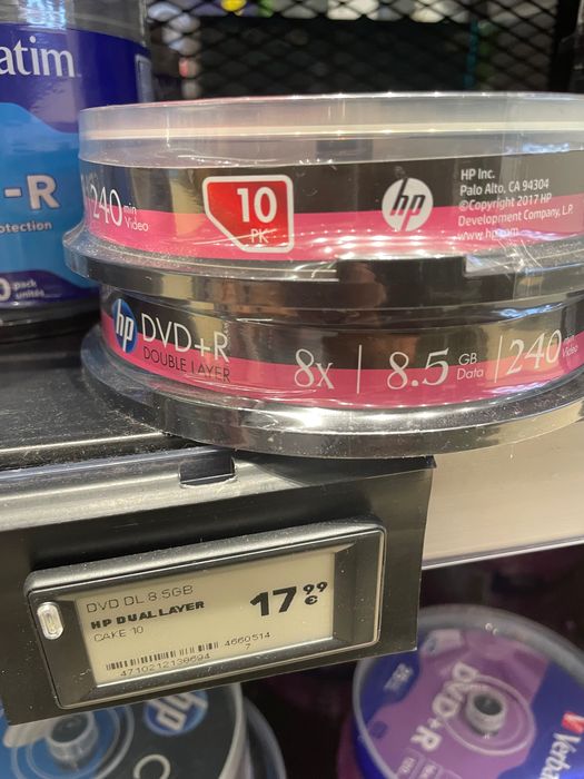 Caixa de 10 HP DVD+R Dual-Layer 8x 8.5Gb (por abrir)