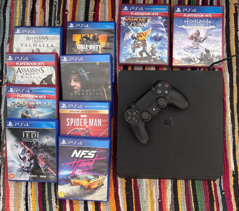 PS4 + 1 controle + 10  jogos
