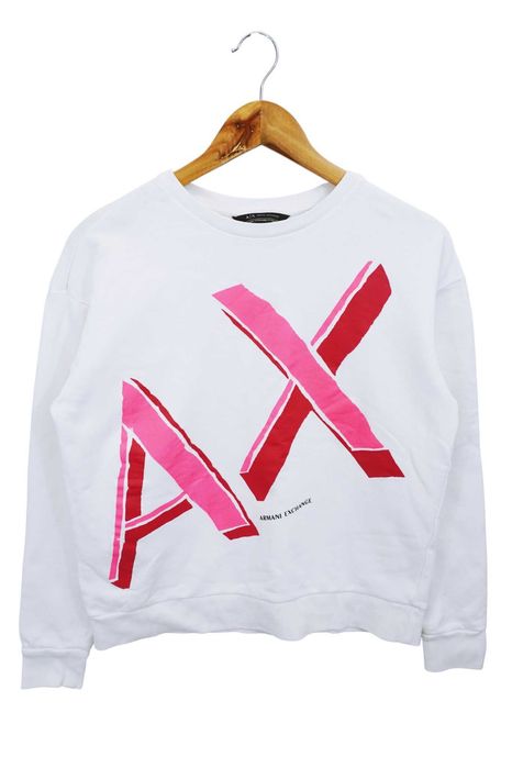 X68 dresowa bluza damska Armani Exchange biała logo S 36
