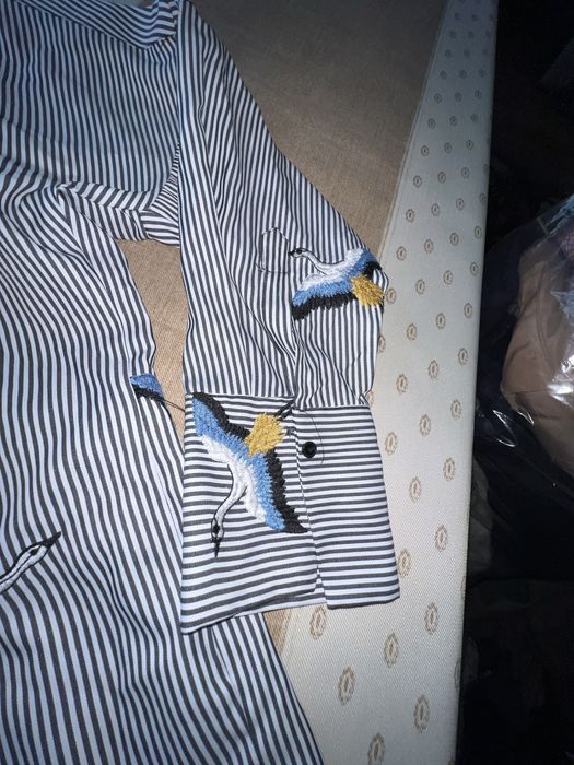 Koszula w paski haftowana w ptaki zara
