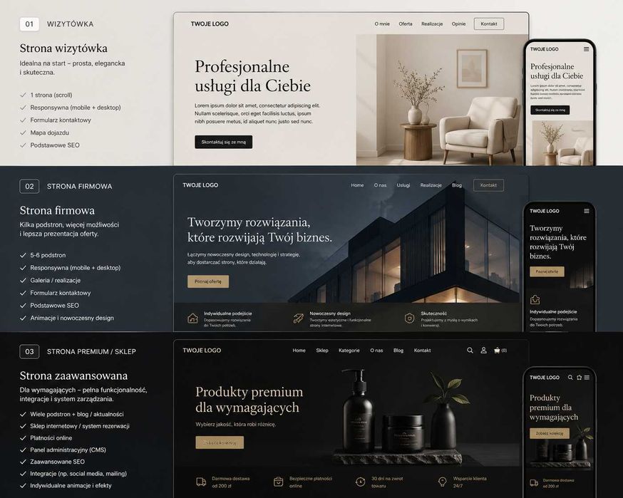 500 zł, Tworzenie stron internetowych – nowoczesne strony WWW