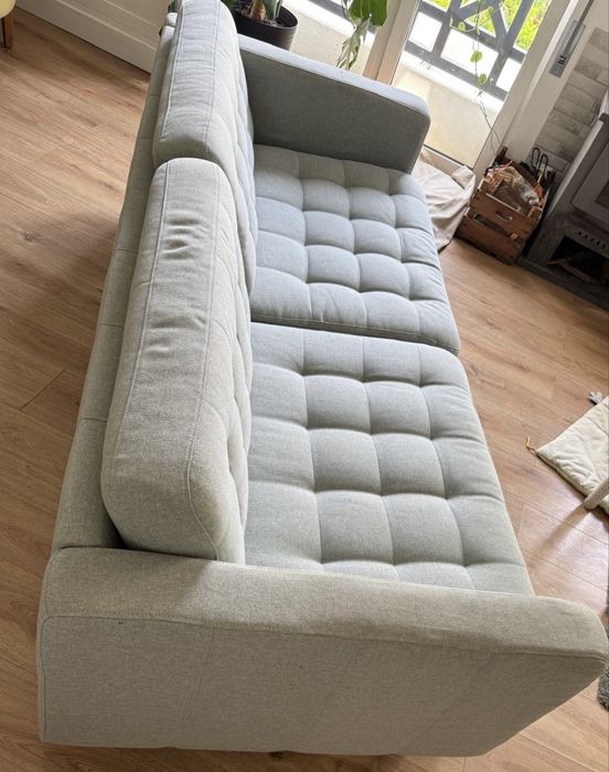 LANDSKRONA Sofá 3 lugares IKEA, verde claro/madeira