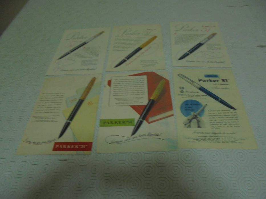 Publicidades de Canetas Parker dos anos 40/50 todas diferentes
