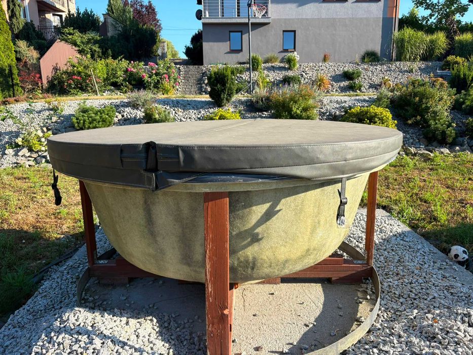 Bania/balia ogrodowa drewniana opalana drewnem + piec – NOWA, komplet
