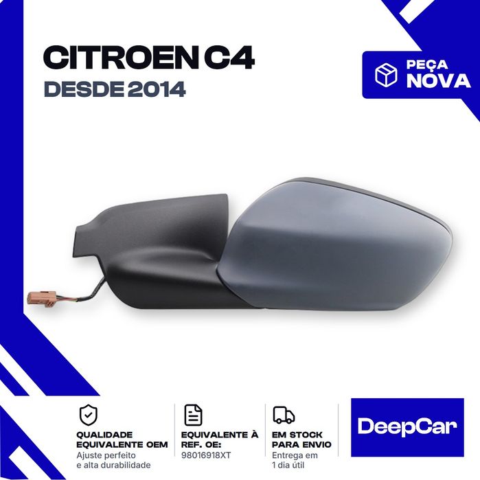 Espelho retrovisor Citroen C4 98016918XT Esquerdo (2014 em diante) Peça Nova