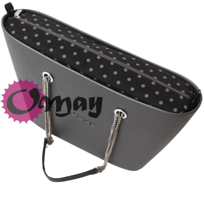 Czarny organizer do OBAG URBAN groszki grafitowe 2 kieszenie VIP OMAY
