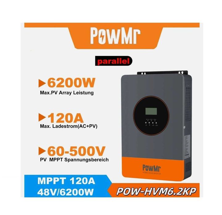 В НАЛИЧИИ PowMr 6.2KP 220V 380В 140A новинка 2025!